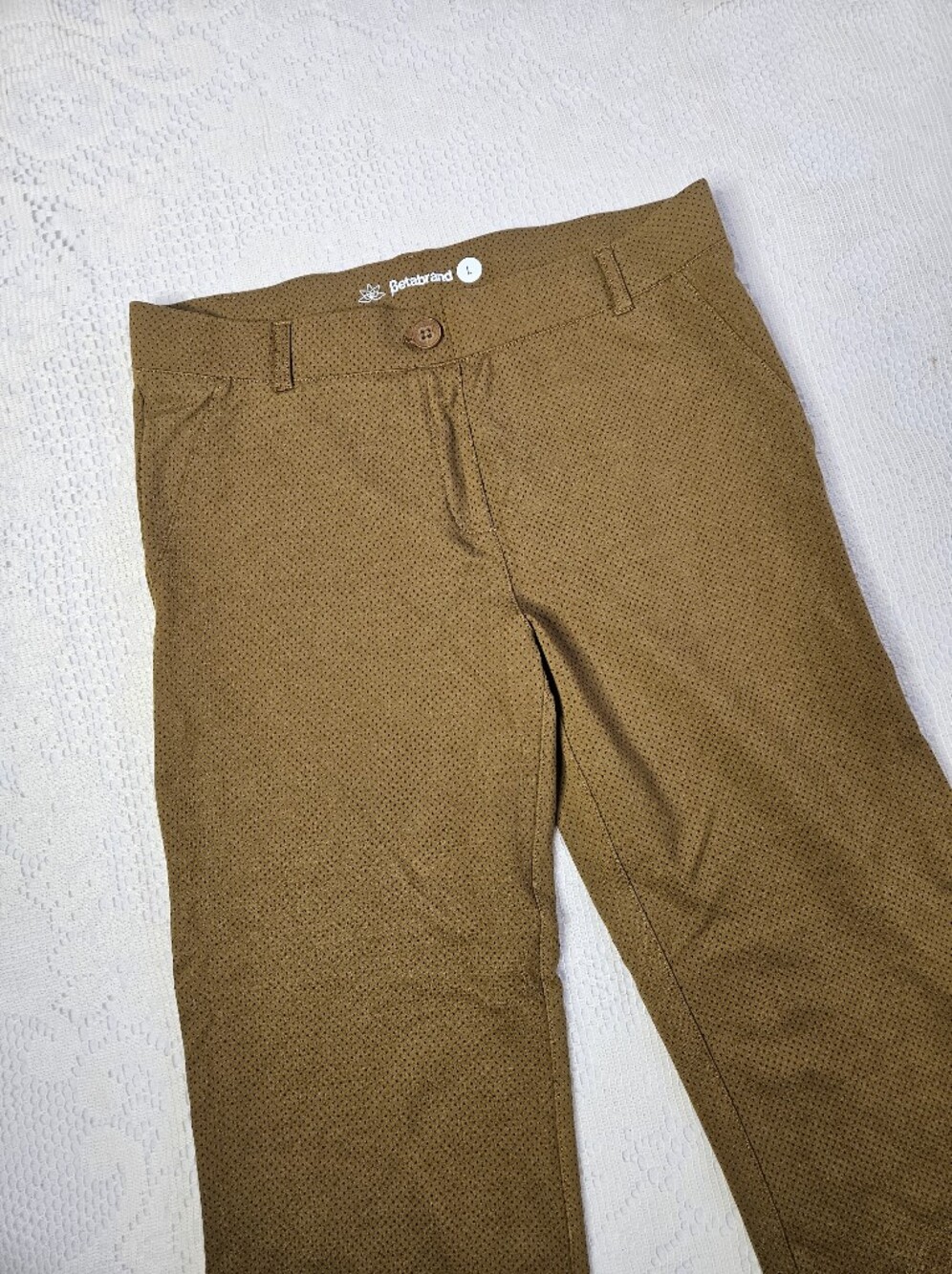 Betabrand Tan Micro-Pattern Chino Pants Large